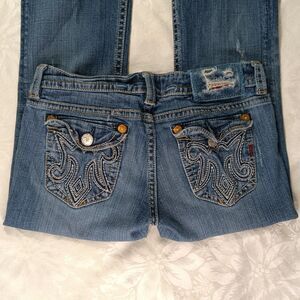 Mek Denim USA Jeans 28W/32L Aukland Embroidered Stretch Lowrise Bootcut Y2K